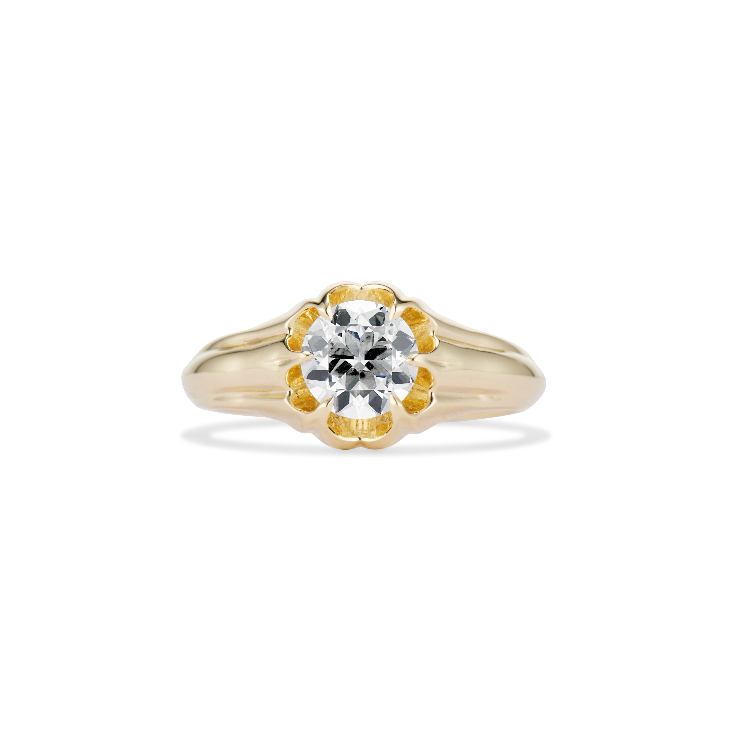 0.86 Carat Old European Cut Diamond Marguerite Belcher Ring