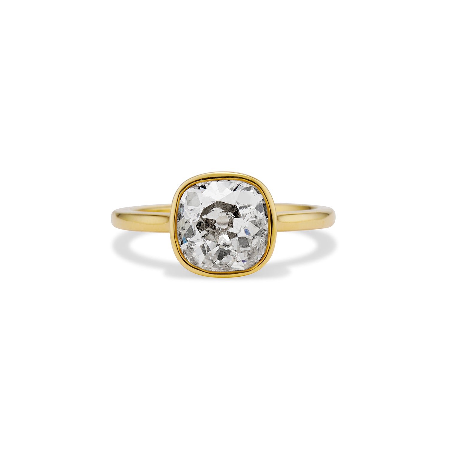 Carat Old Mine Cut Diamond Bezel Ring - Main Image