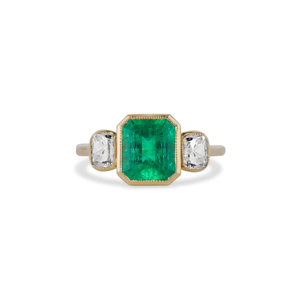 1.47 Carat Emerald and Diamond Rosie Ring