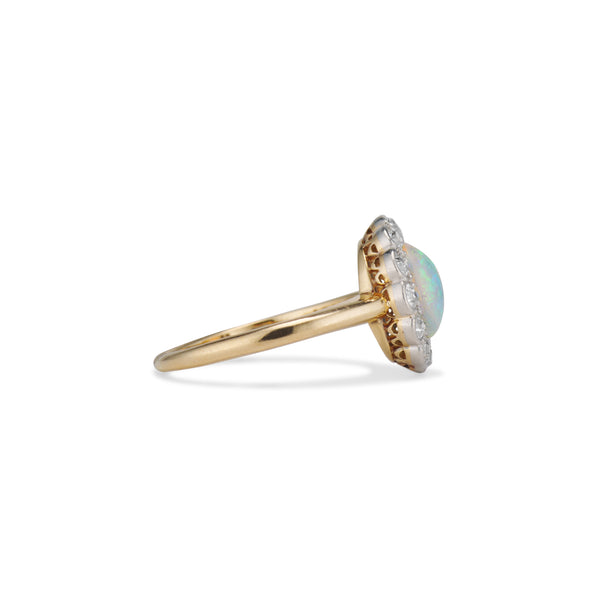 Petite Opal and Diamond Cluster Ring