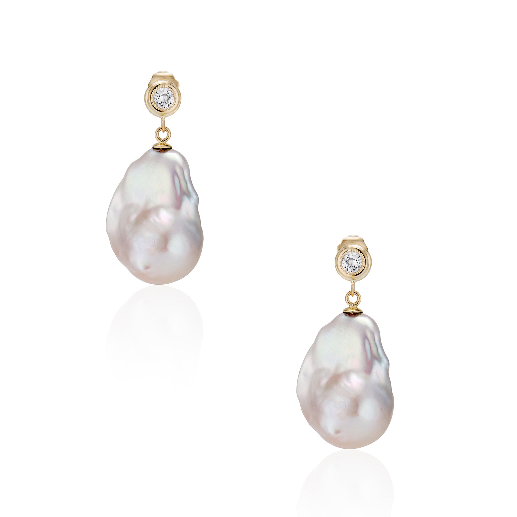 Double Bezel Diamond Baroque Pearl Earrings – Ashley Zhang Jewelry