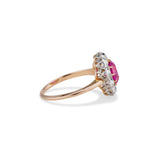 Late Victorian 0.90 Carat Oval Cut Ruby and Old Mine Diamond Cluster Ring