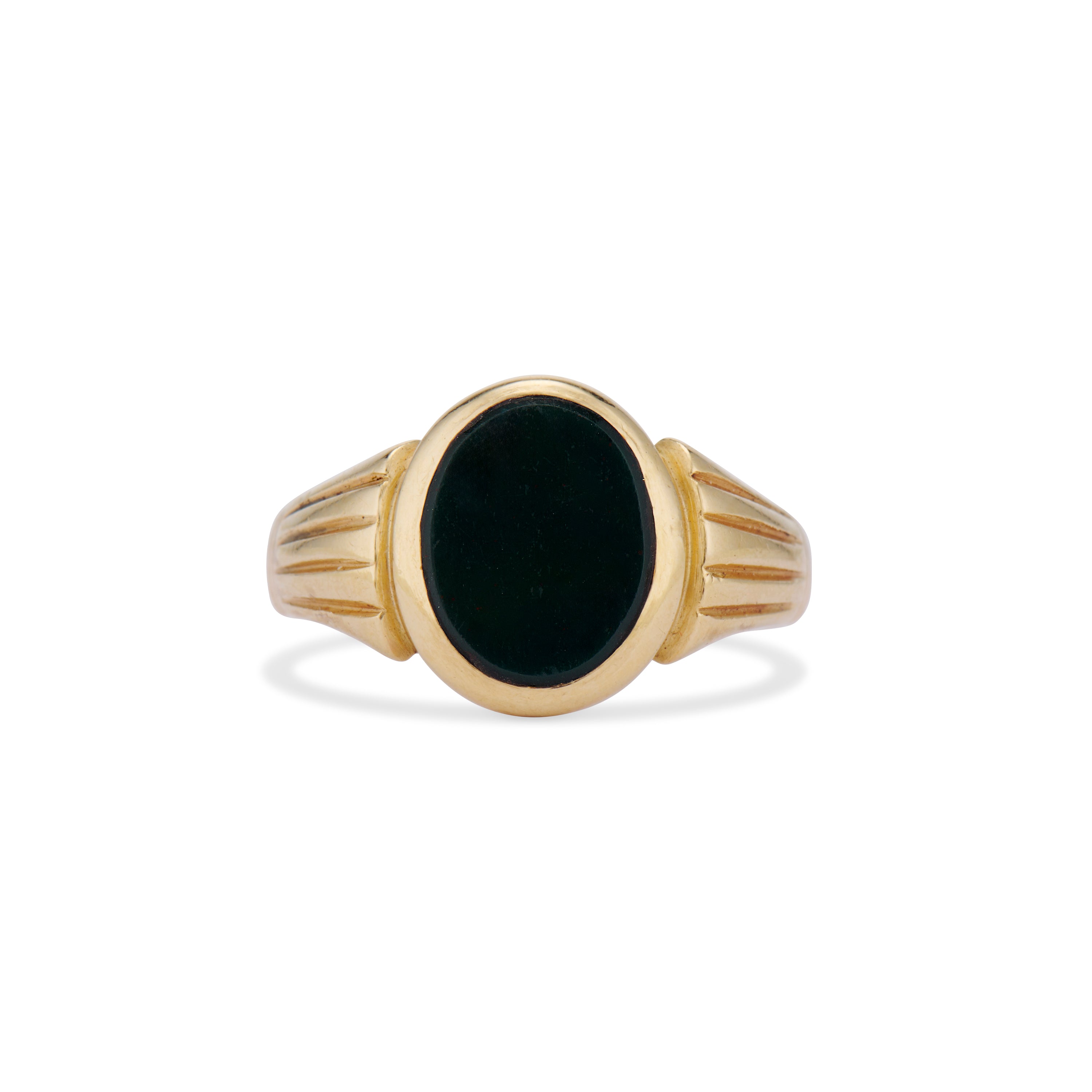 Late Victorian Bloodstone Signet Ring with Carved Shoulders