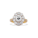 Old Mine and Modern Round Brilliant Cut Diamond Cluster Ring