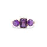 1913 Edwardian Amethyst Three Stone Ring