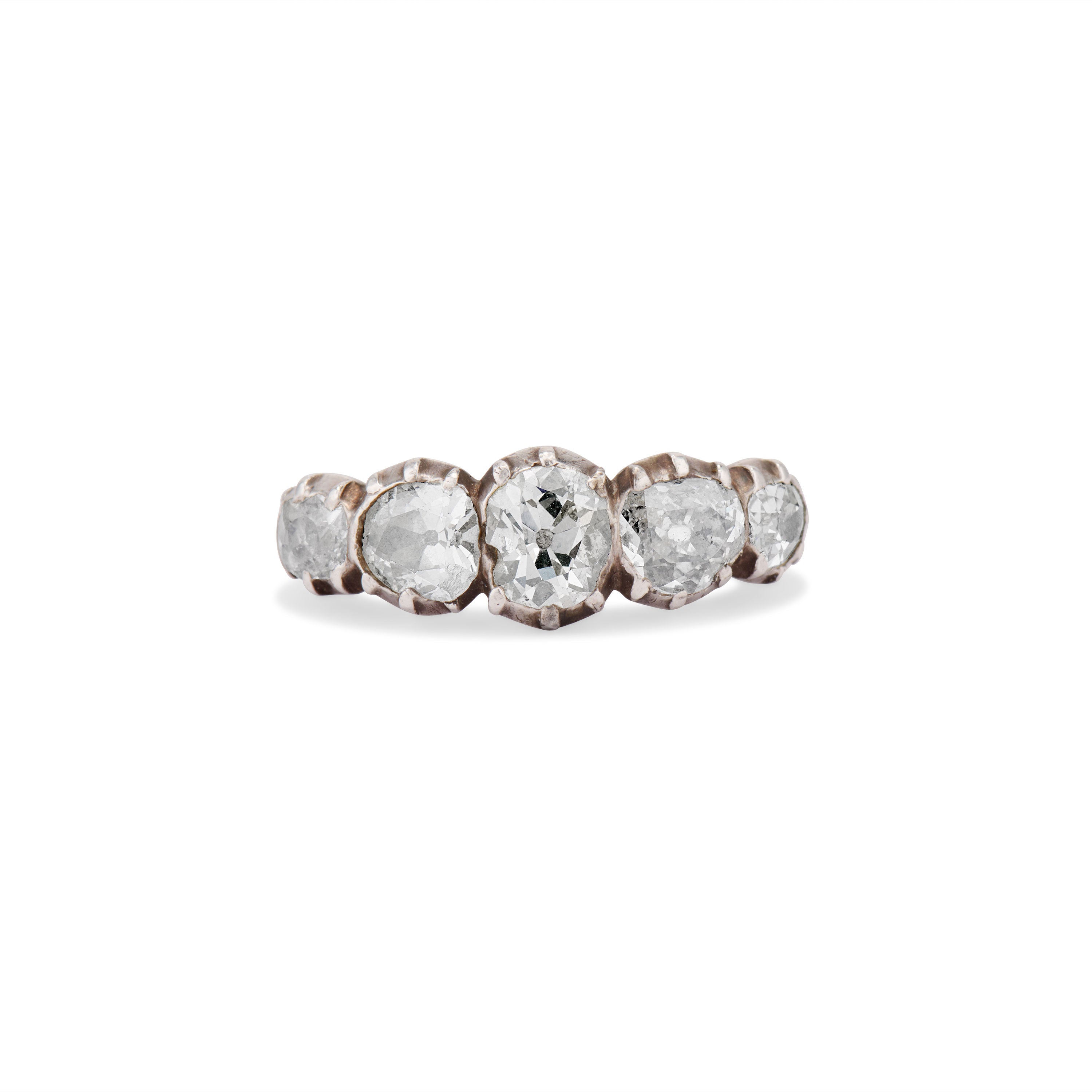 Georgian Silver Collet Set Five Old Mine Cut Diamond Ring – Ashley