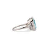 Art Deco Aquamarine and Baguette Diamond Ring