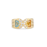Estate Blue Topaz and Citrine Diamond Ring