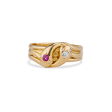 1892 Diamond And Ruby Snake Ring