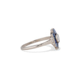 1937 Old European Cut and Sapphire Deco Ring