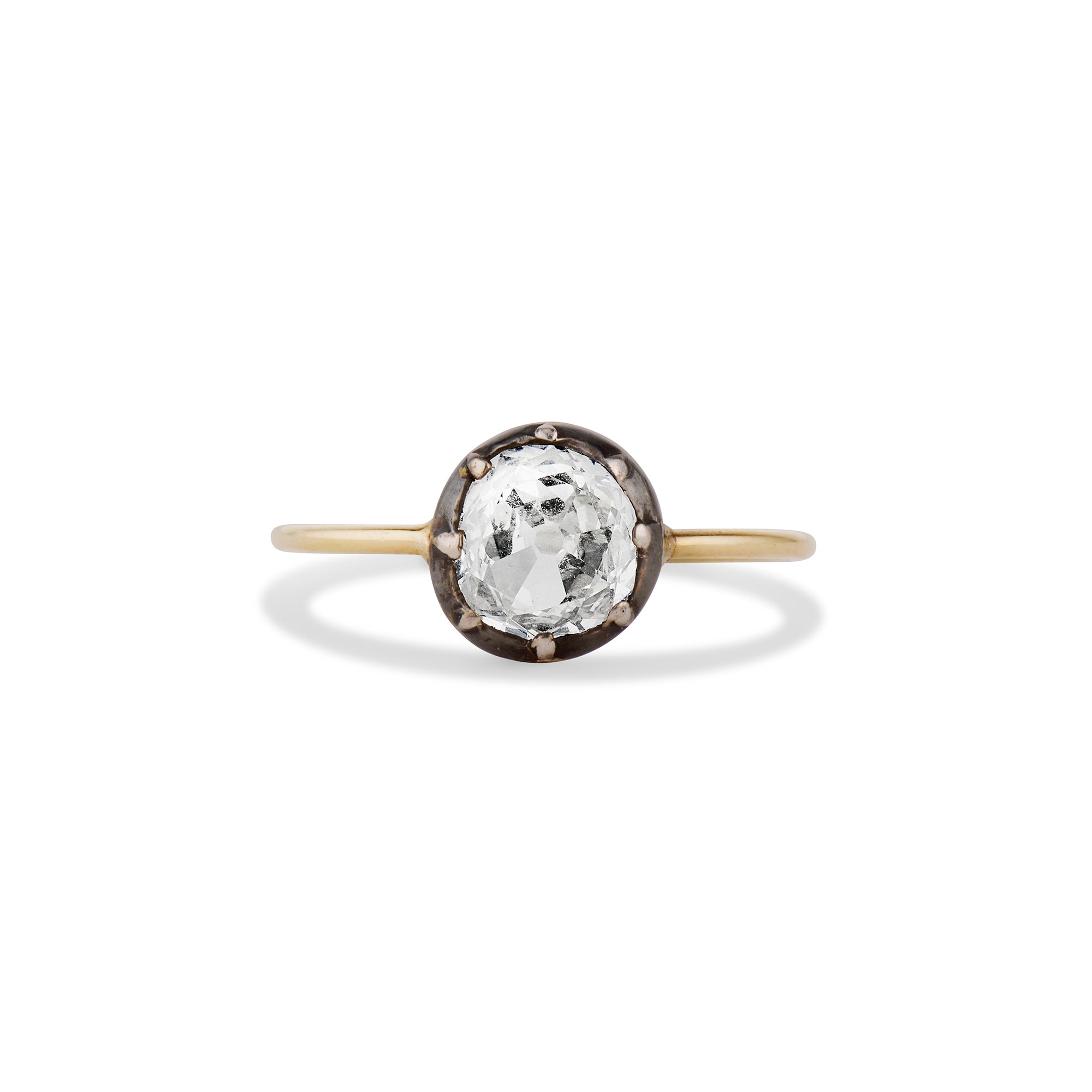 0.90 Carat Old Mine Cut Diamond Collet Set Ring – Ashley Zhang Jewelry