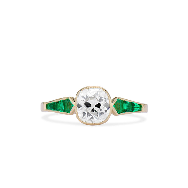 1.04 Old Mine Cut Bezel Emerald Olympia Ring
