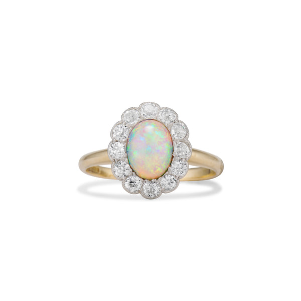 Petite Opal and Diamond Cluster Ring