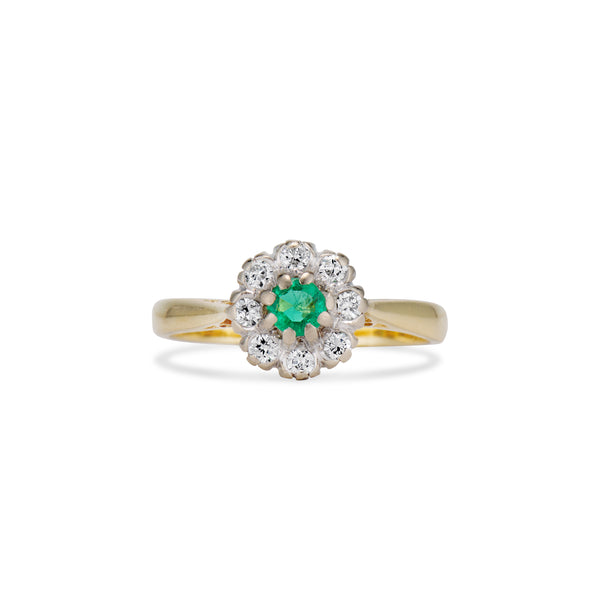 Petite Emerald Diamond Cluster Ring