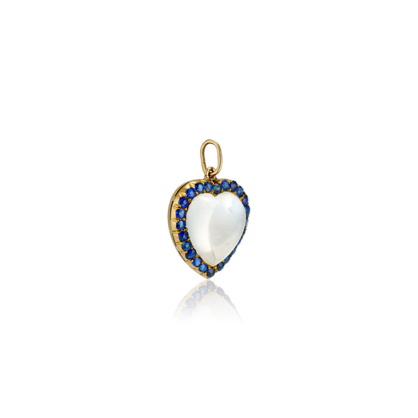 Moonstone and Sapphire Heart Pendant