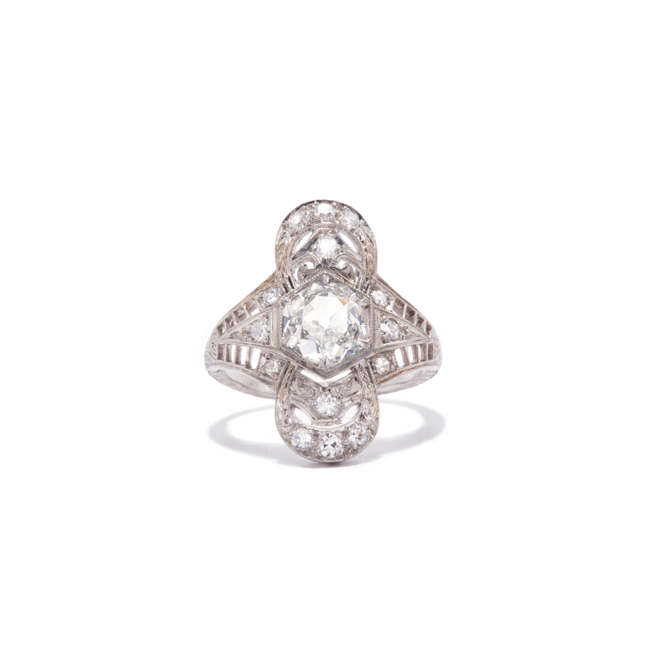 Art Deco Hexagon Diamond and Filigree Ring – Ashley Zhang Jewelry