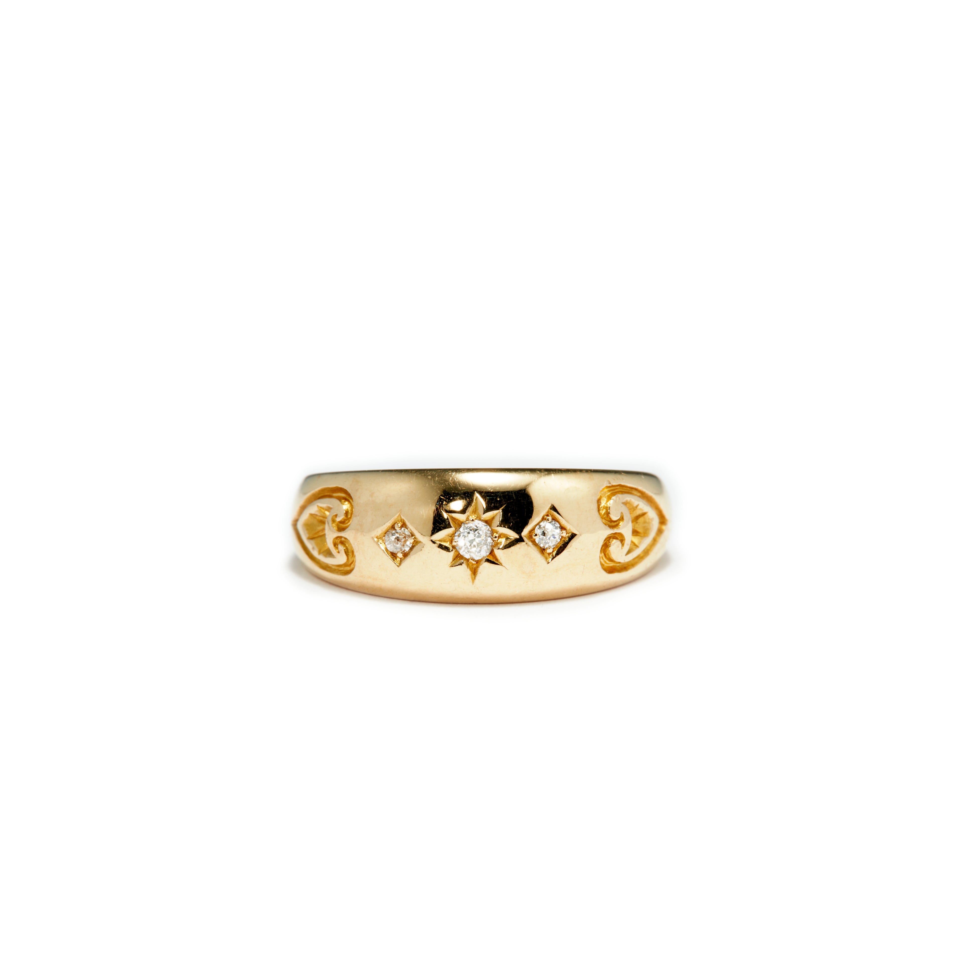 ☆関税込☆VINTAGE HOLLYWOOD★Star Beam Ring★ SRJ x ZM Oval Diamond and Enamel Ring