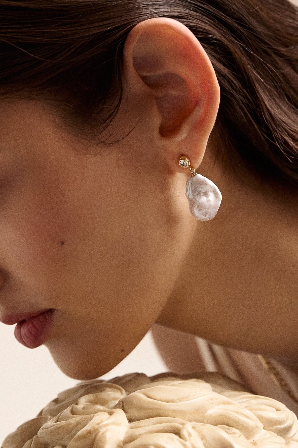 Double Bezel Diamond Baroque Pearl Earrings – Ashley Zhang Jewelry