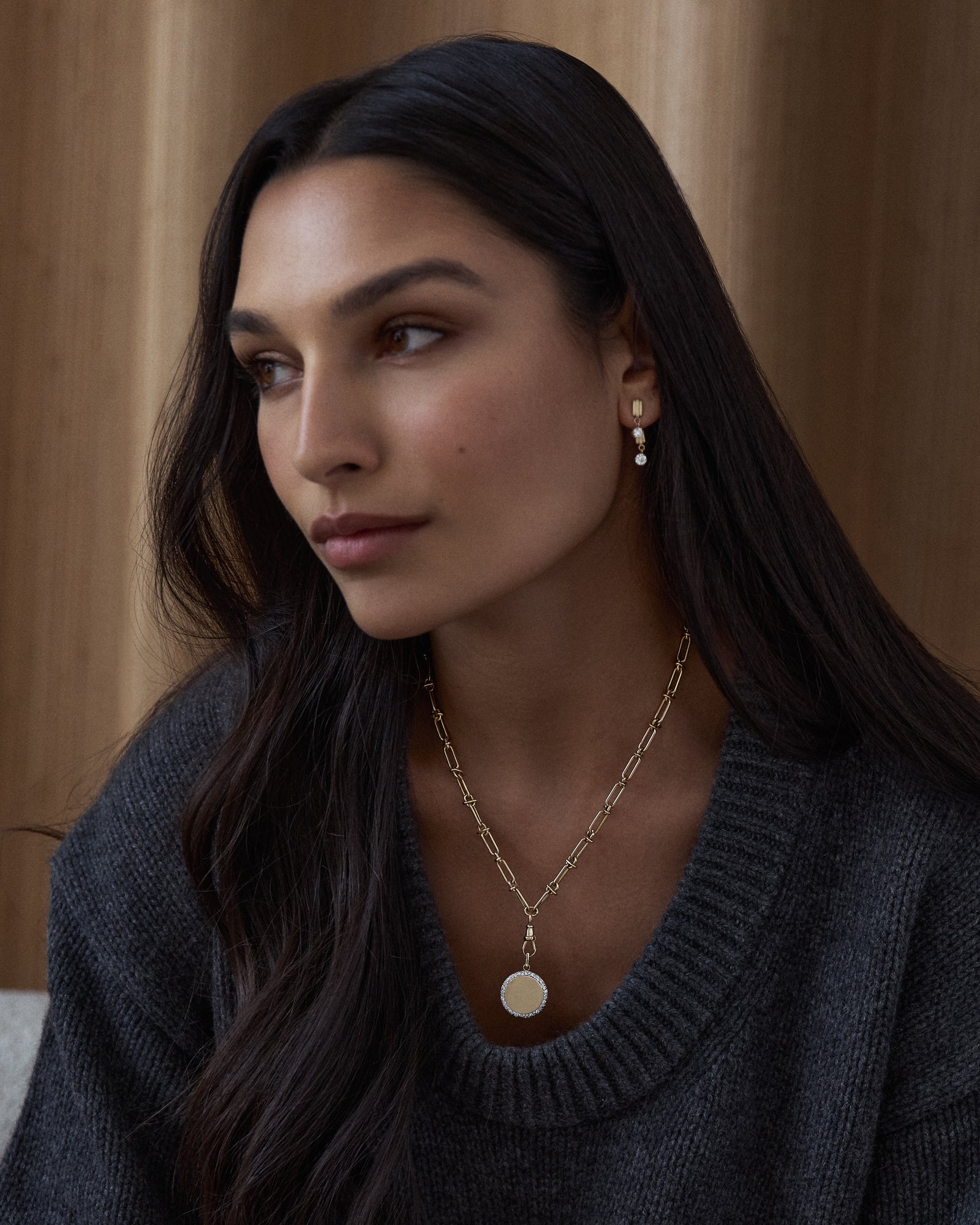 ネックレス　yukiaglass GJVN054143CT ジュエルモザイク コニャックカラー ネックレス