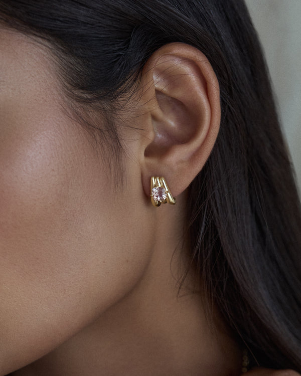 Old Mine Cut Morganite Tove Earrings