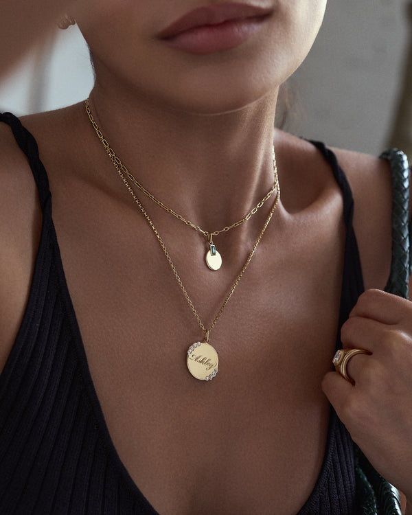 Huit Old Mine Cut Diamond Disc Pendant