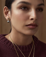 Old Mine Smoky Quartz and Gray Tahitian Pearl Lilah T Bar Earrings