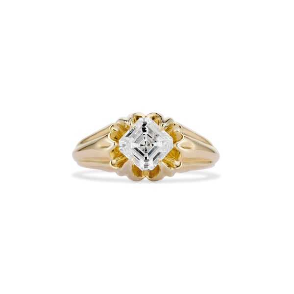 1.05 Carat Asscher Marguerite Belcher Ring