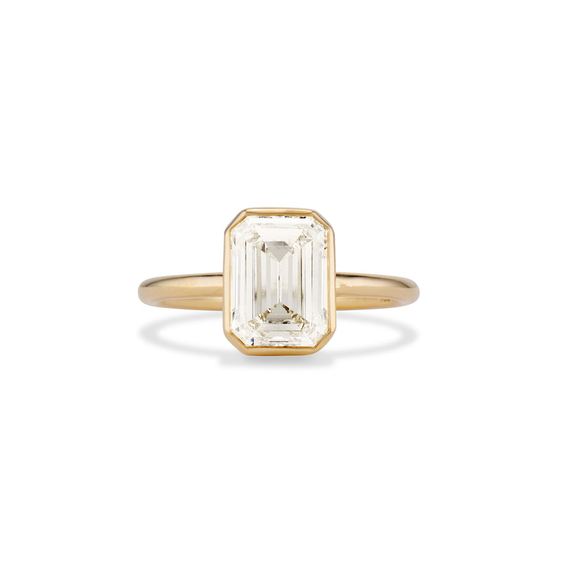 2.50 Carat Emerald Cut Diamond Bezel Ring