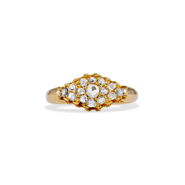 East-West Rose Cut Diamond Cluster Ring