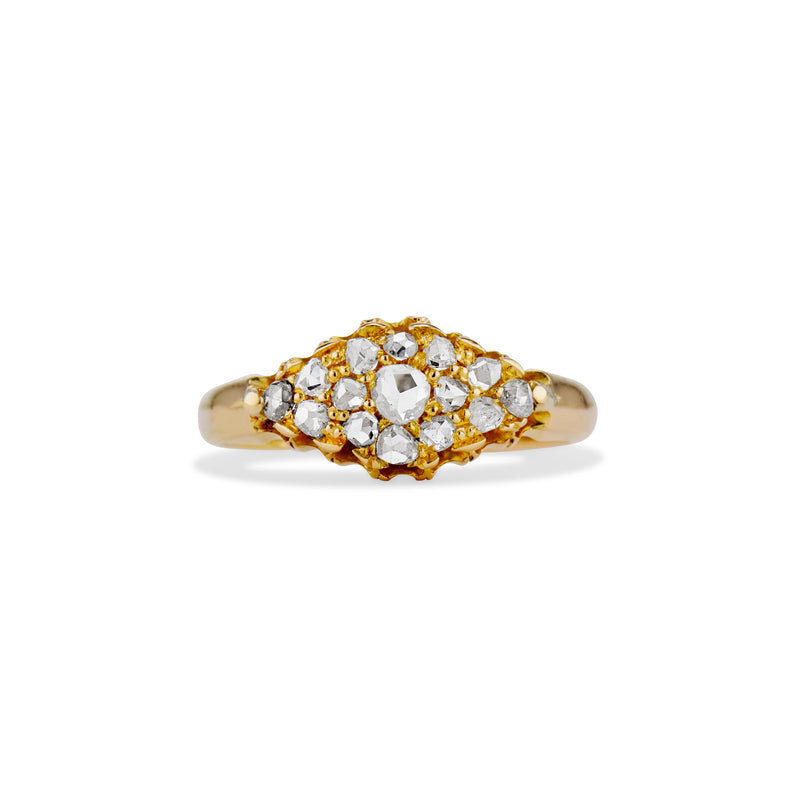 East-West Rose Cut Diamond Cluster Ring