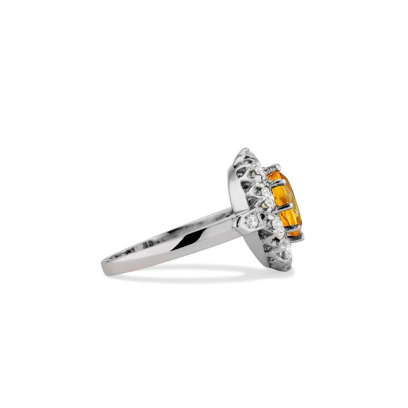 Yellow Sapphire and Diamond Cluster Ring