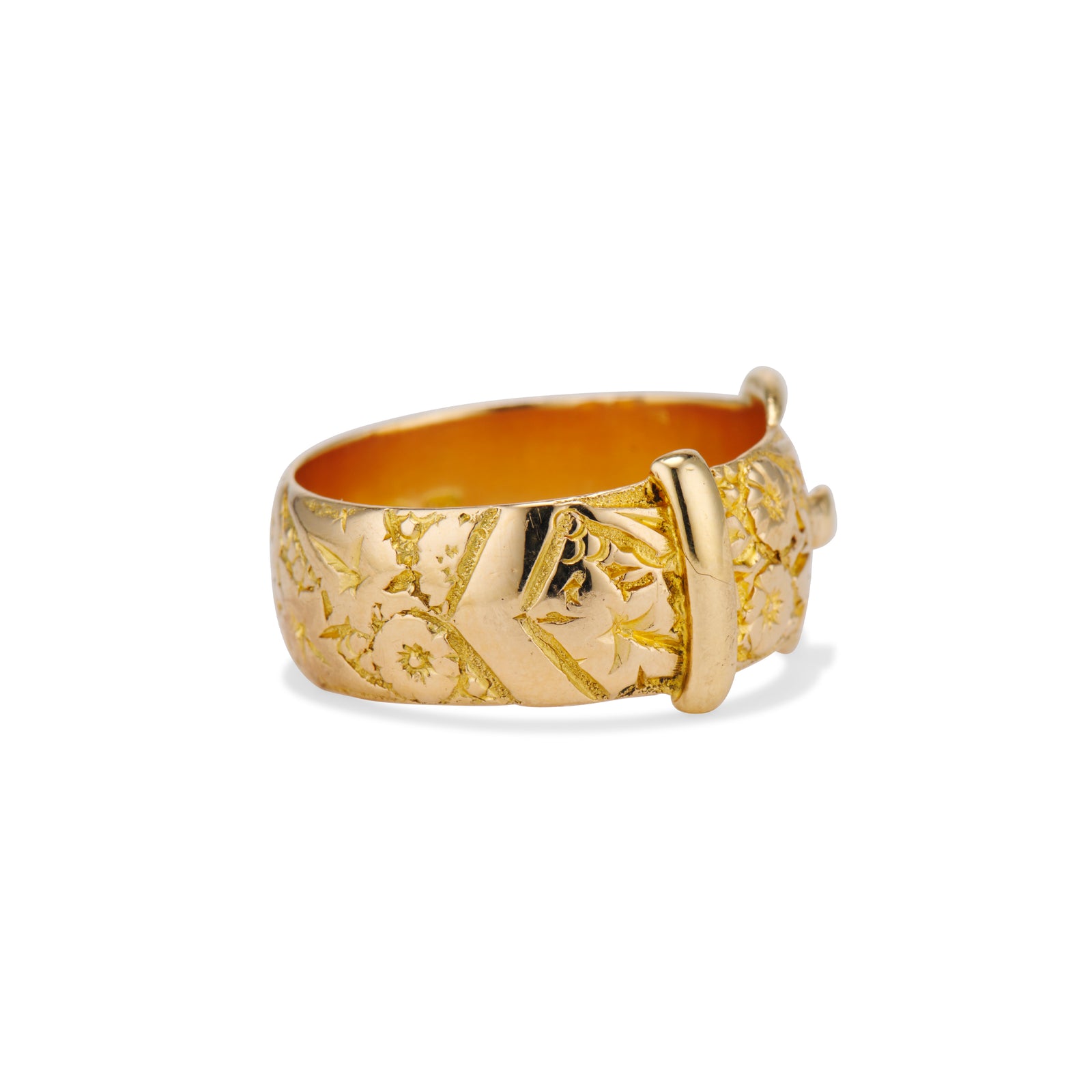 Engraved Floral Wide Buckle Ring – Ashley Zhang Jewelry