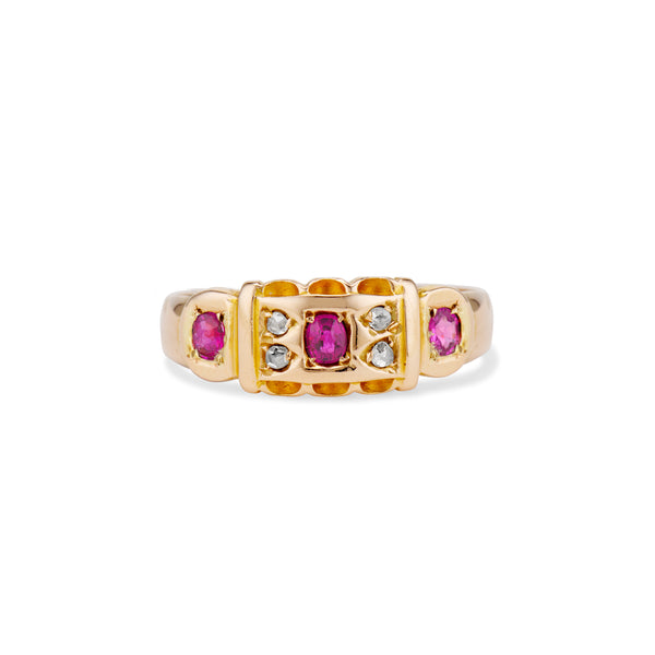 Antique Ruby and Diamond Band