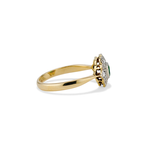 Deco Emerald And Diamond Ring