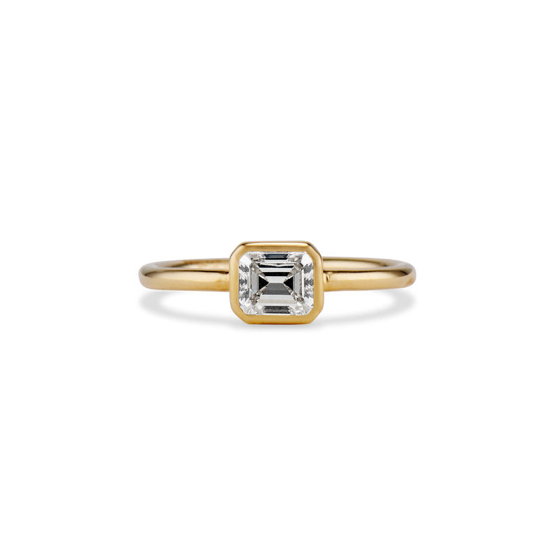 0.72 Carat East West Emerald Cut Diamond Ring
