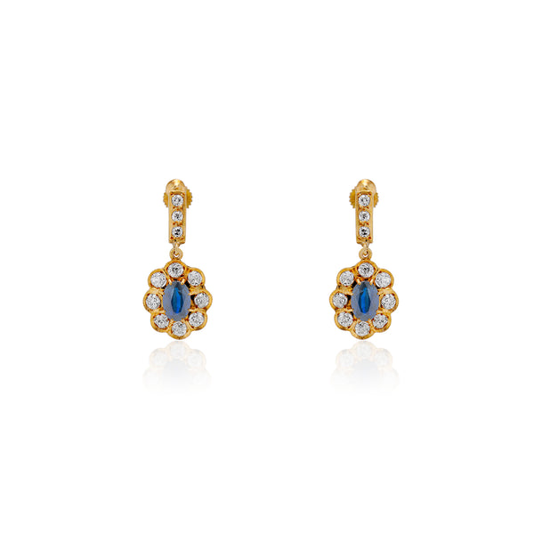 Sapphire And Diamond Halo Earrings