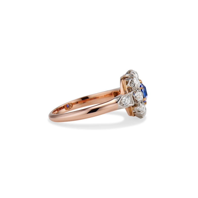 Rose Gold Sapphire and Diamond Cluster Ring