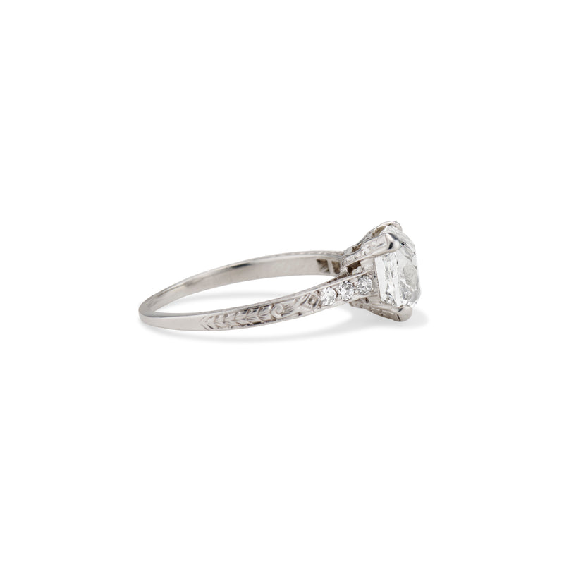 2.47 Carat Old Mine Cut Diamond Art Deco Ring