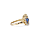Diamond Halo Sapphire Three Stone Ring