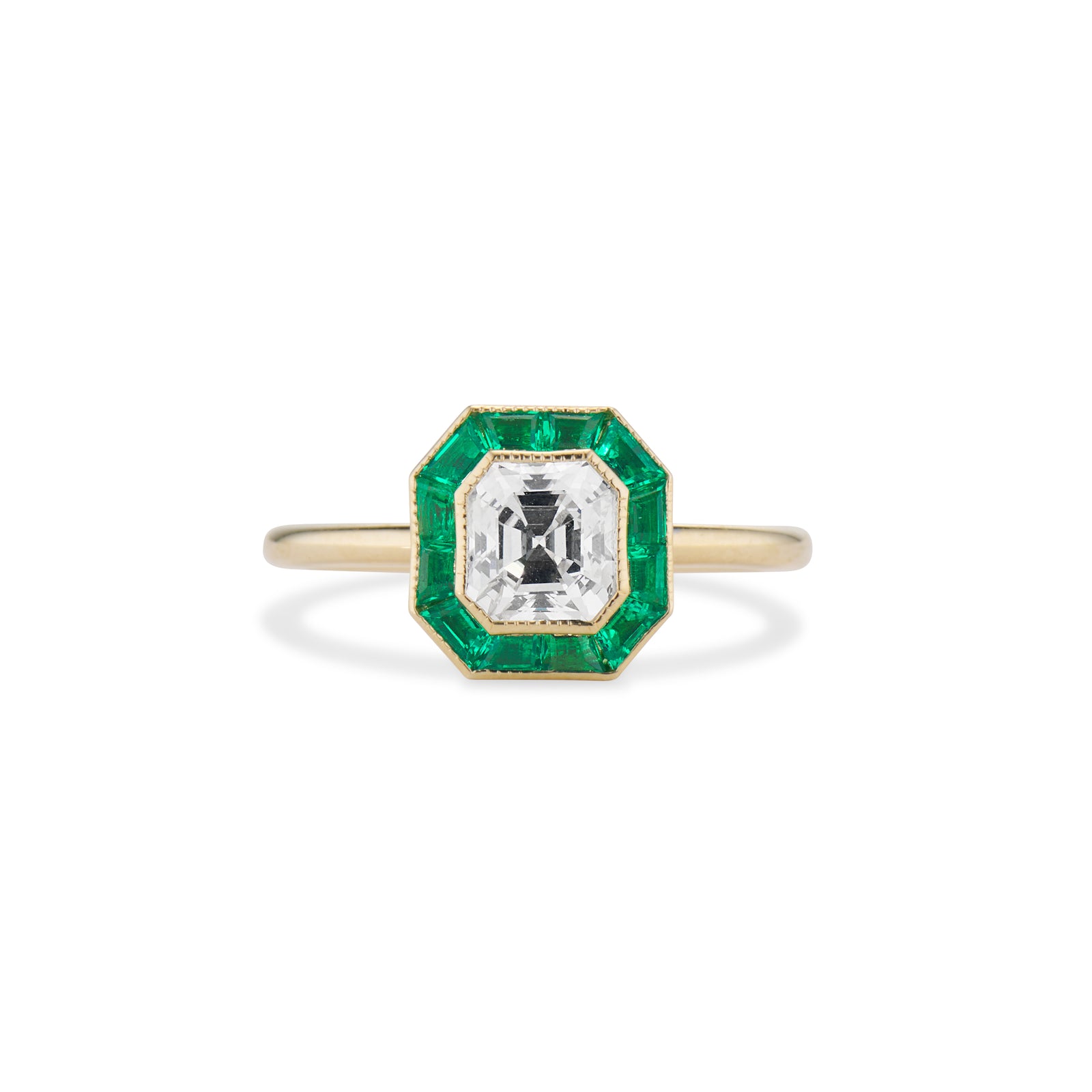【VINTAGE HOLLYWOOD】Matte Crescendo Chain Ring_VH2533RI072M Vintage Retro Platinum Engraved Carre Cut Diamond Eternity