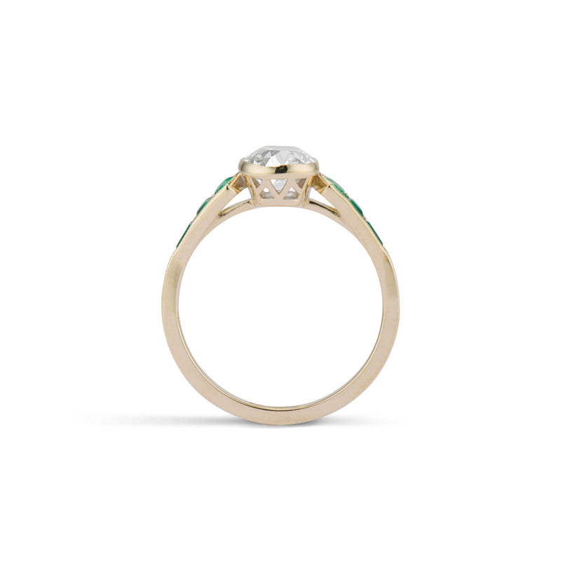 1.04 Old Mine Cut Bezel Emerald Olympia Ring