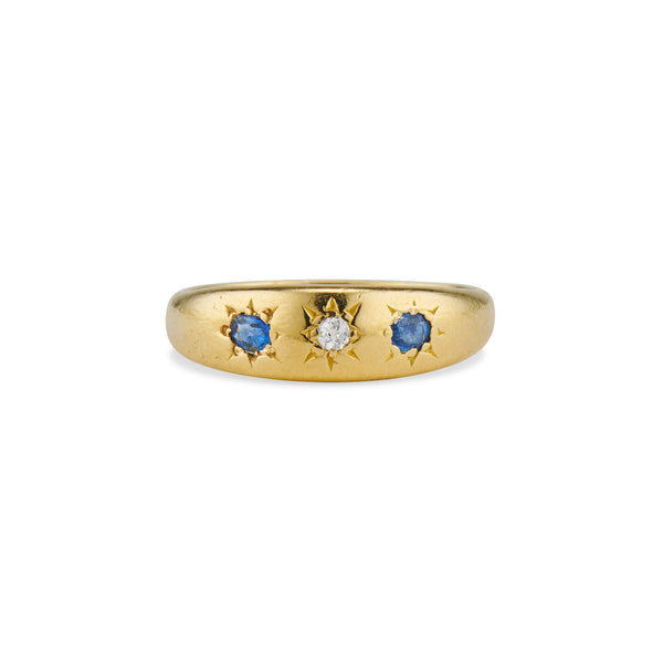 Sapphire and Diamond Star Gypsy Ring