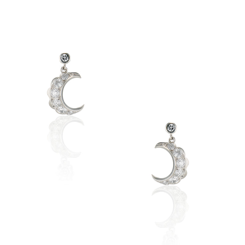 Diamond Crescent Earrings