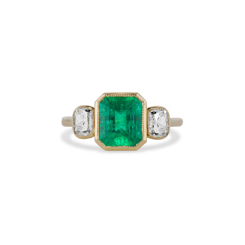 1.47 Carat Emerald and Diamond Rosie Ring