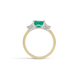 1.50 Carat Emerald and Asscher Cut Diamond Simone Ring