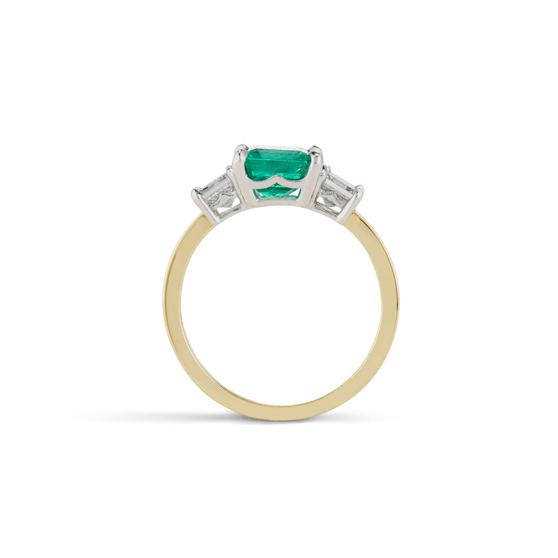 1.50 Carat Emerald and Asscher Cut Diamond Simone Ring