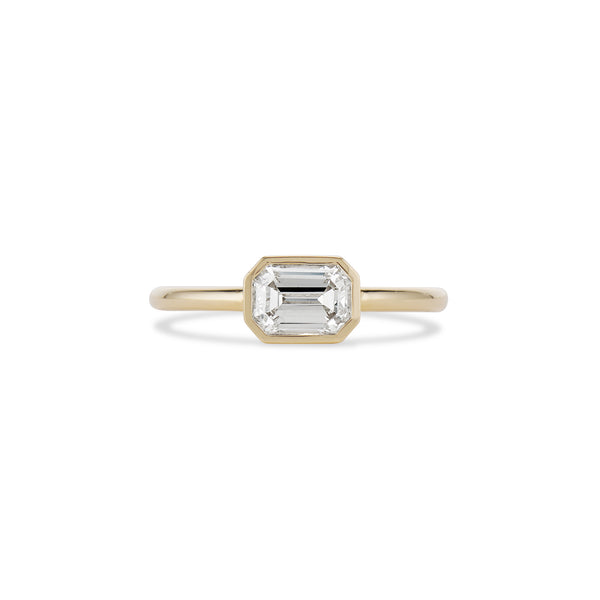 0.87 Carat East West Emerald Cut Diamond Ring