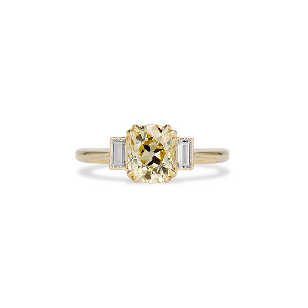 1.26 Fancy Yellow Old Mine Cut Diamond Allie Engagement Ring