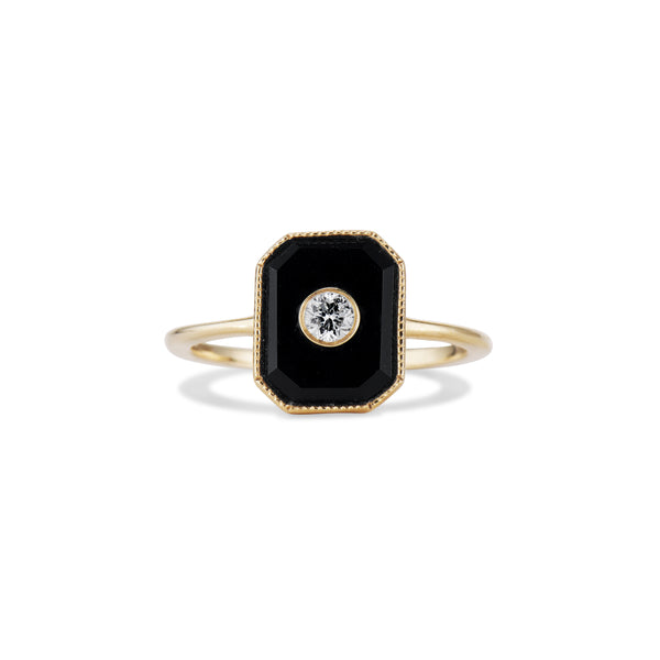 Onyx Diamond Bezel Ring