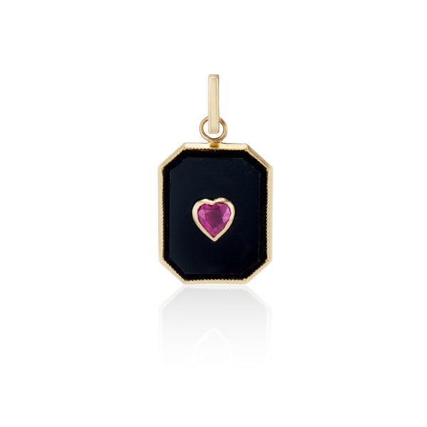Onyx Ruby Heart Charm